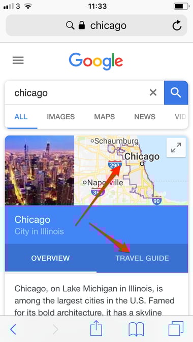 Mobile search results. 
