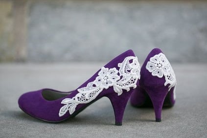 High heel purple wedding shoes.